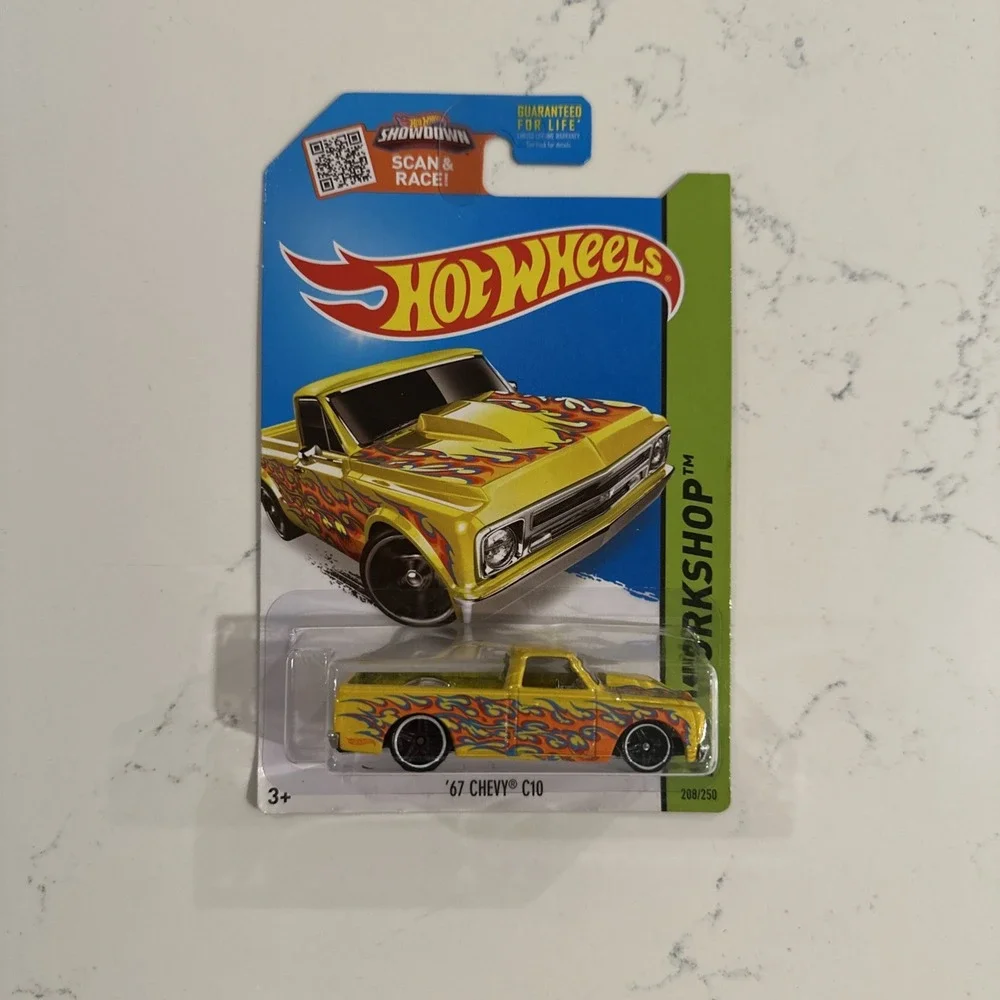 Hot Wheels '67 Chevy C10 Yellow with Orange Flames HW Workshop 208/250